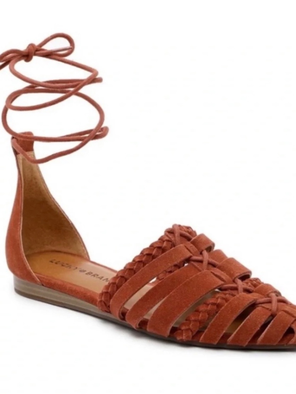NWOT Lucky Brand Brocki Suede Woven Lace Up Flats 6.5